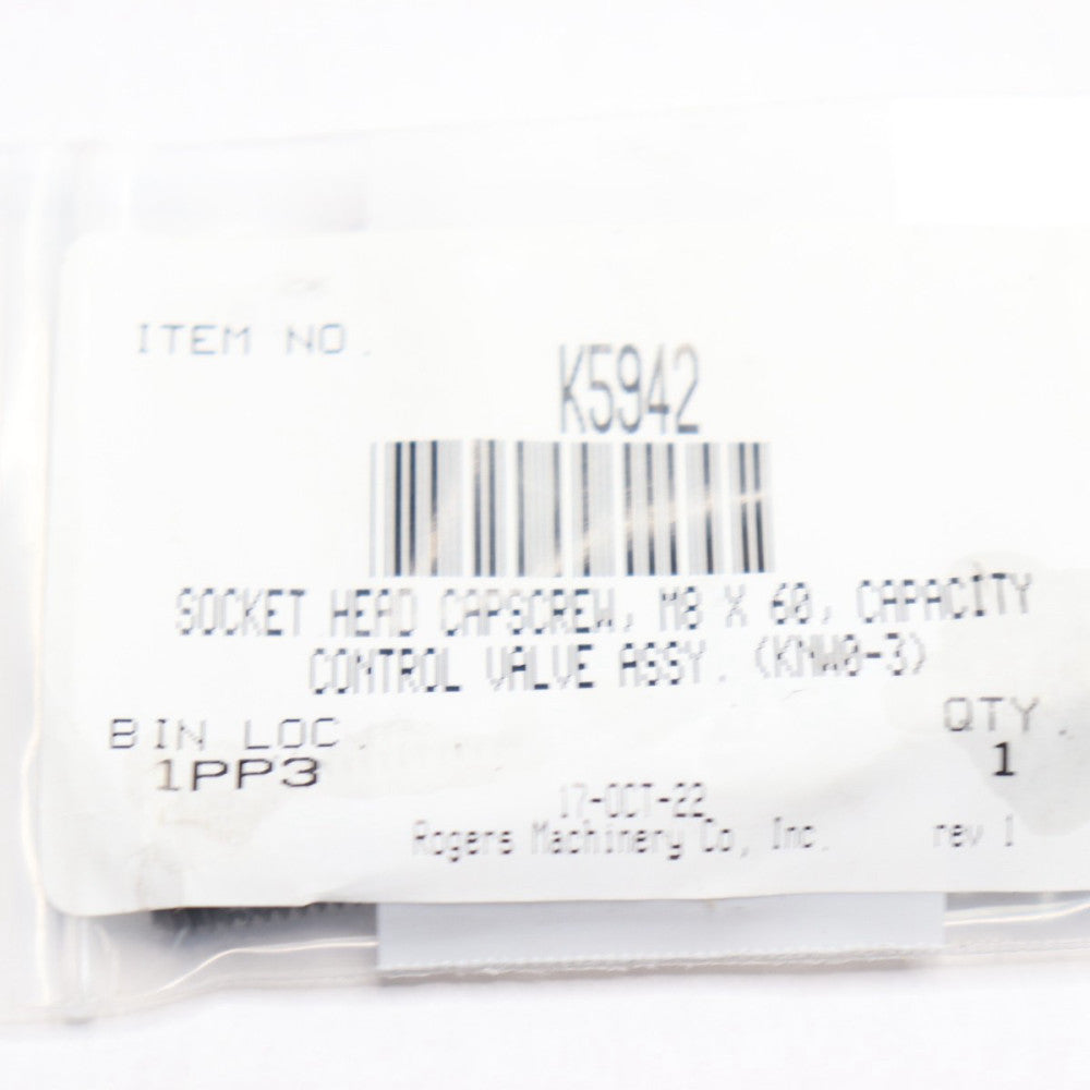 Roger Machinery Socket Head Cap Screw M8X60 Capacity Control Assy K5942 