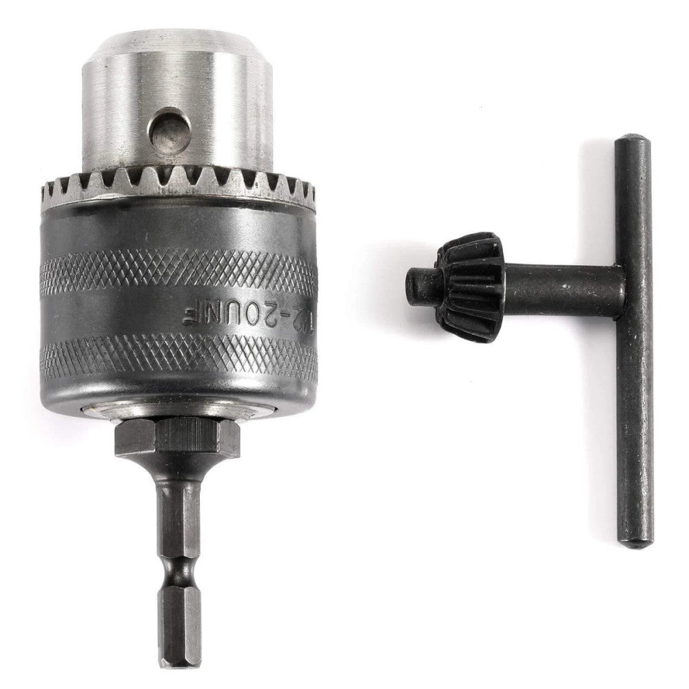 1/2"(13Mm) Drill Chuck with 1/4" Quick Change Hex Drive and Wrench to Drill