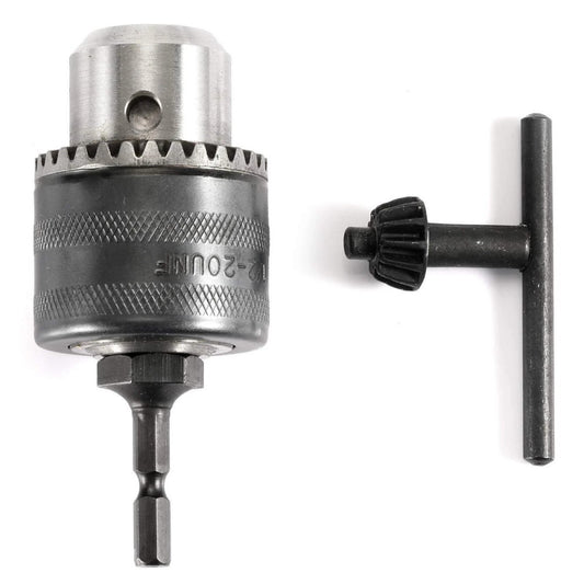 1/2"(13Mm) Drill Chuck with 1/4" Quick Change Hex Drive and Wrench to Drill