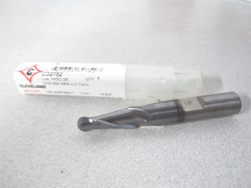 Cleveland (C32752) 5/16" x 3/4" x 3/8" x 2-1/2" OAL 2Fl RH Cobalt Ball End Mill