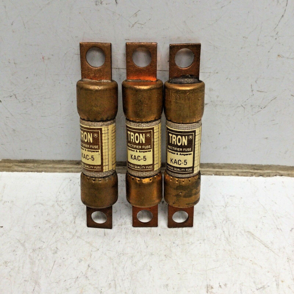 BUSSMANN TRON KAC-5 RECTIFIER FUSE 5 AMP  600V (LOT of 3)