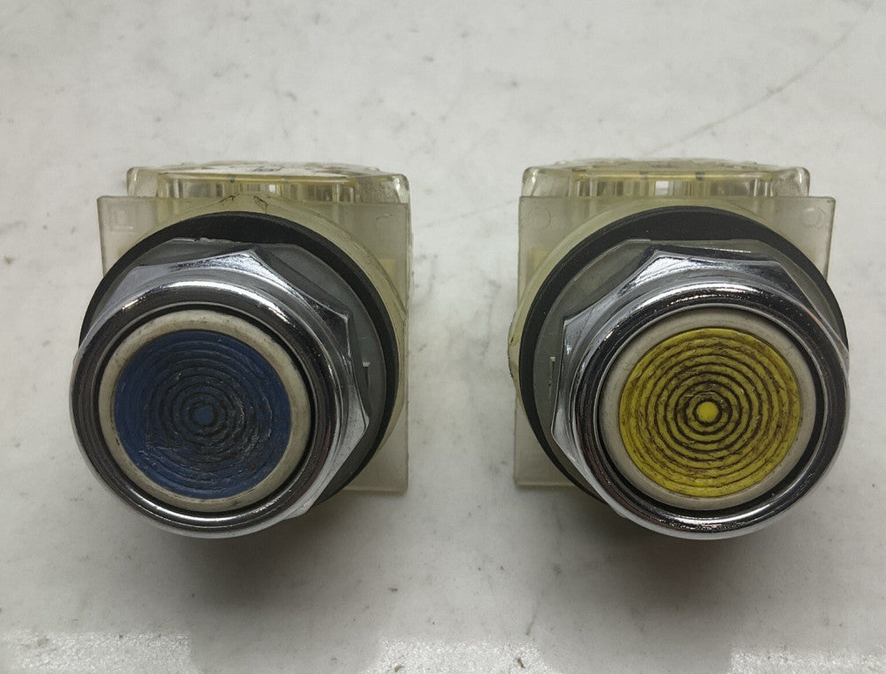 2 Pack Square D 9001 KA-2 1 Yellow 1 Blue Start Push button Contact Block *USED