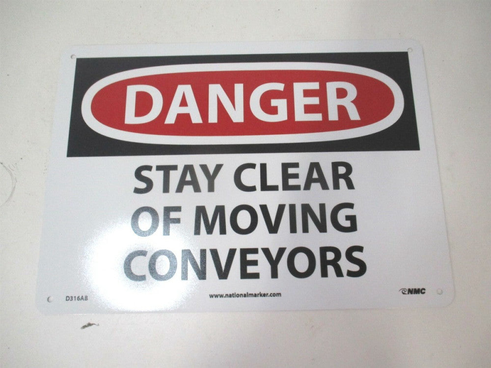 National Marker (D315AB) 10" x 14" Danger Stay Clear of Moving Conveyors Sign