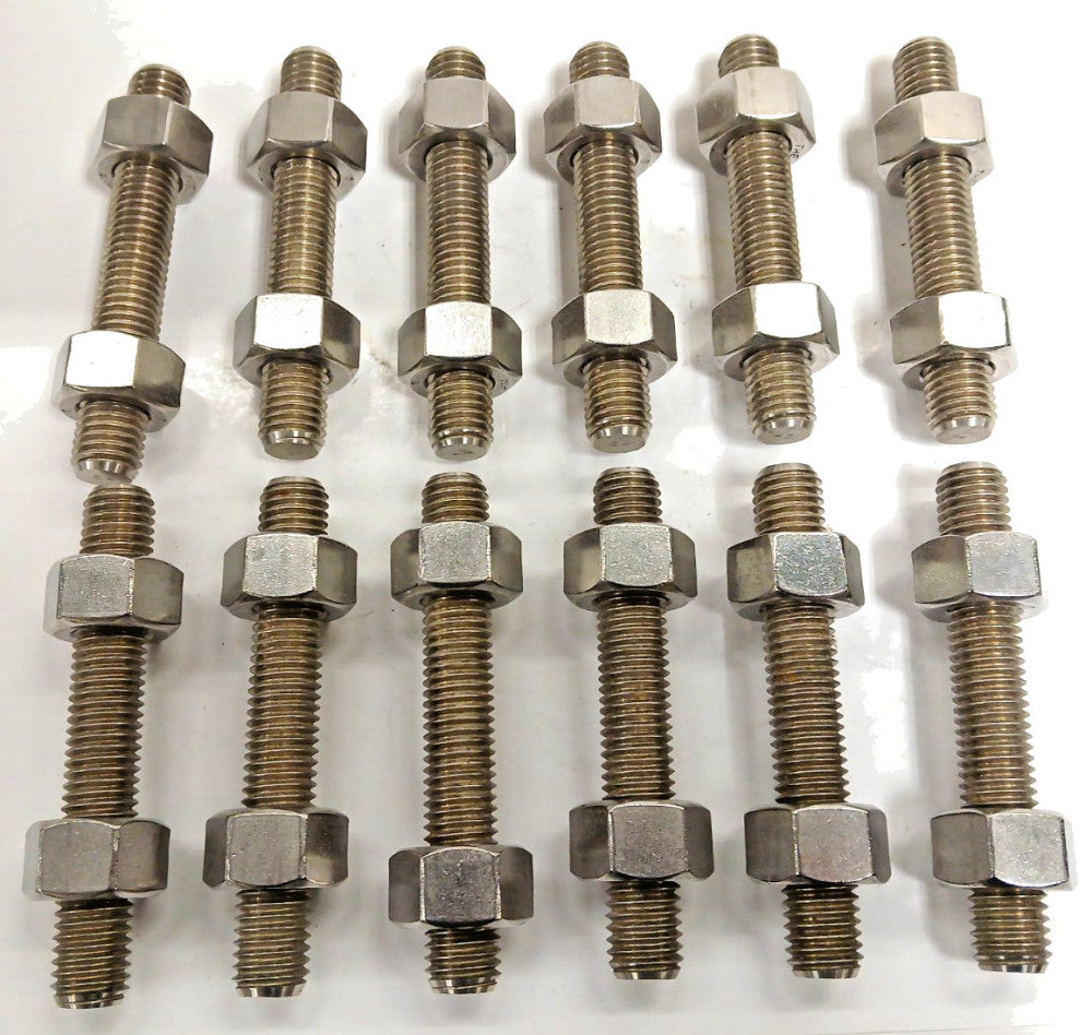 THREADED RODS W/NUTS 5/8-11 LOT OF 12 LENGTH 4-1/4" STAINLESS STEEL