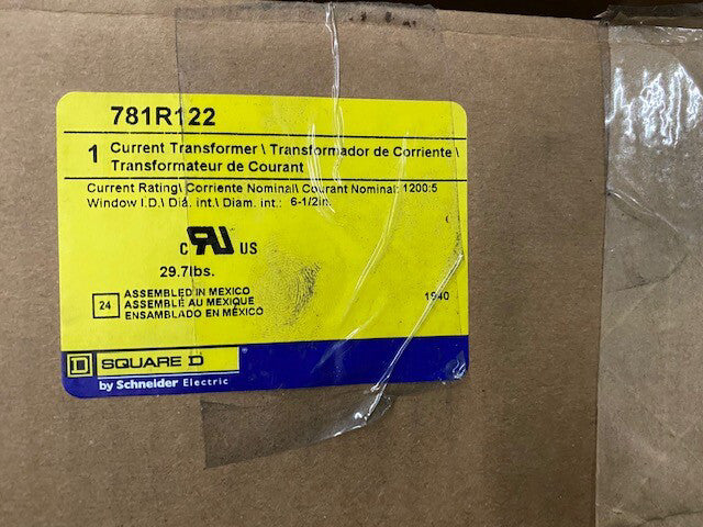 SQUARE D 781R122 CURRENT TRANSFORMER 1200 5 RATIO 600 VOLT (NEW)