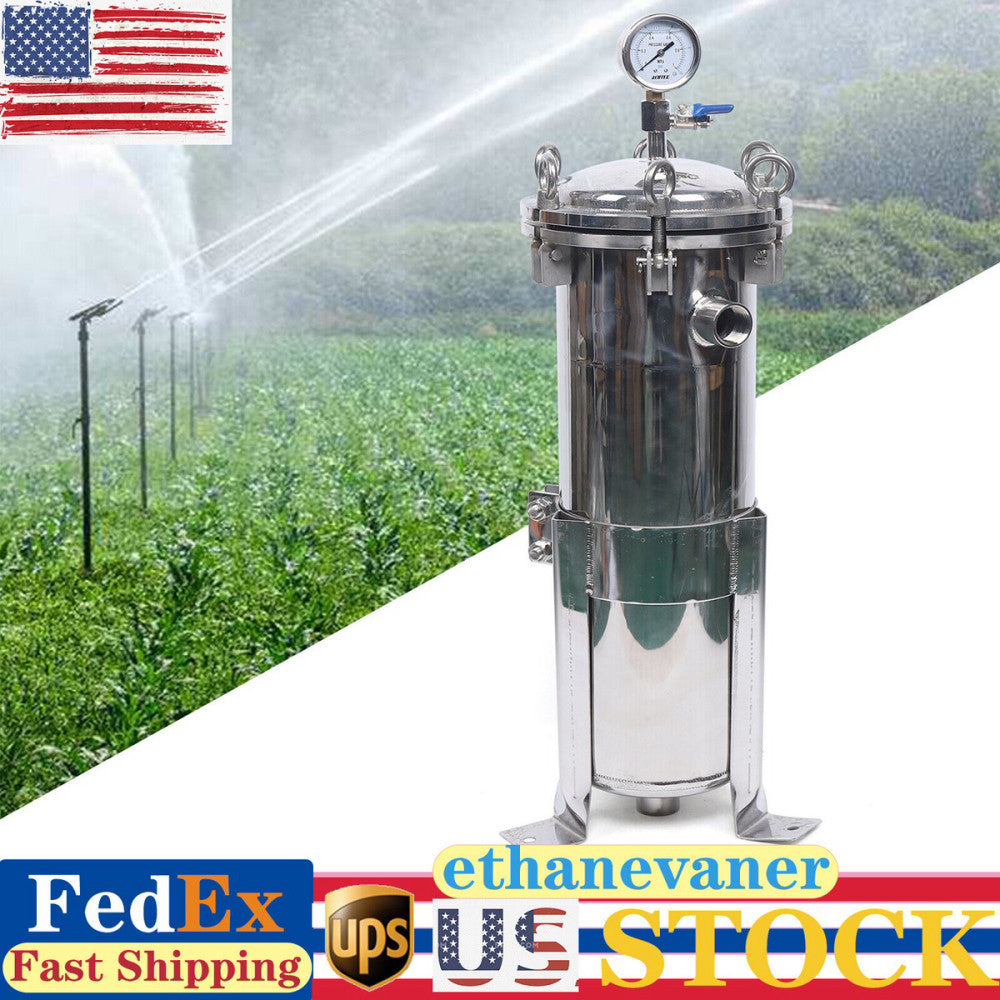150 Psi Bag Filter Housing Sock Filter 304 Stainless Steel In/Out #4 Bag w/ Mesh