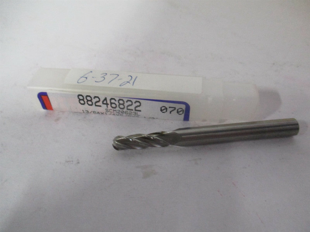 (E5250013) 13/64" x 5/8" x 1/4" x 2-1/2" OAL 4 Flute Solid Carbide Ball End Mill