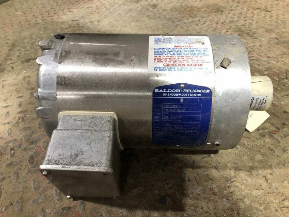 Baldor VSWDM3554T 1.5HP Stainless Washdown Motor 1755RPM 208-230/460V 3PH TENV