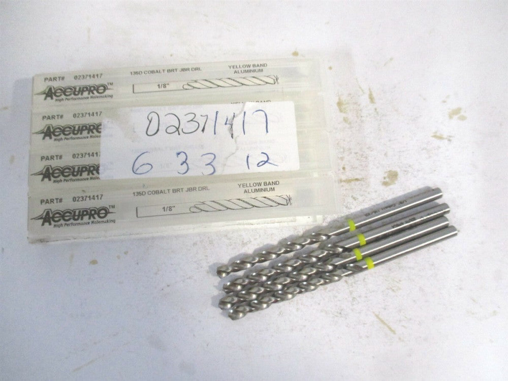 (1AQ0318-AC) 1/8" x 65mm OAL 130° Vanadium HSS Split Point Jobber Drill - Qty 4