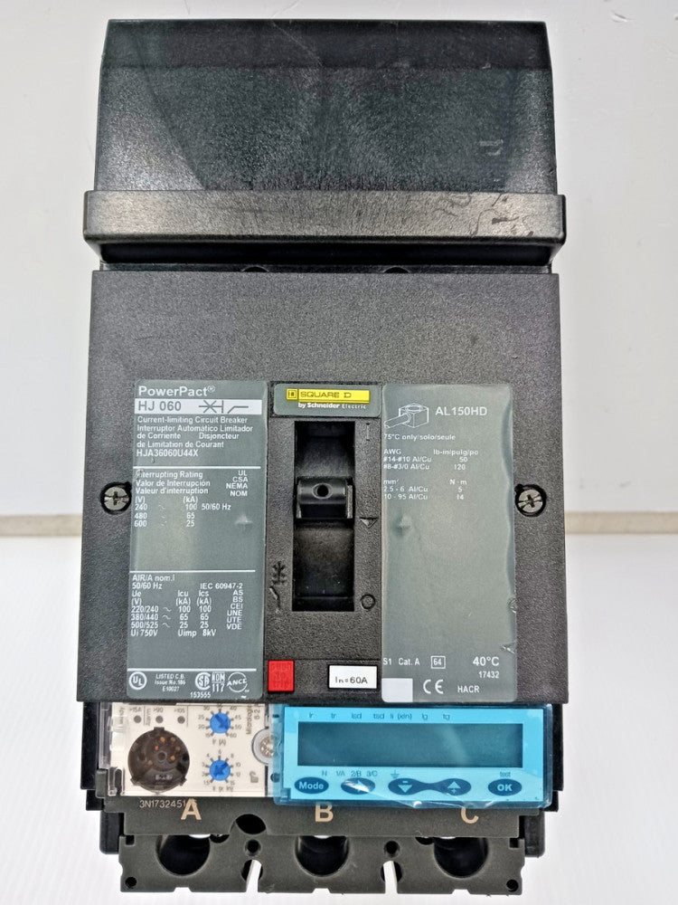 New Square D PowerPact 60 Amp I-Line Circuit Breaker 3P 600V 65kA HJA36060U44X
