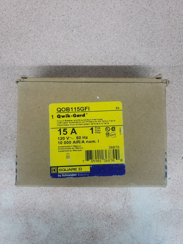 Square D QOB115GFI Circuit Breaker 15 Amp 1 Pole Bolt In GFI Ground Fault NOS