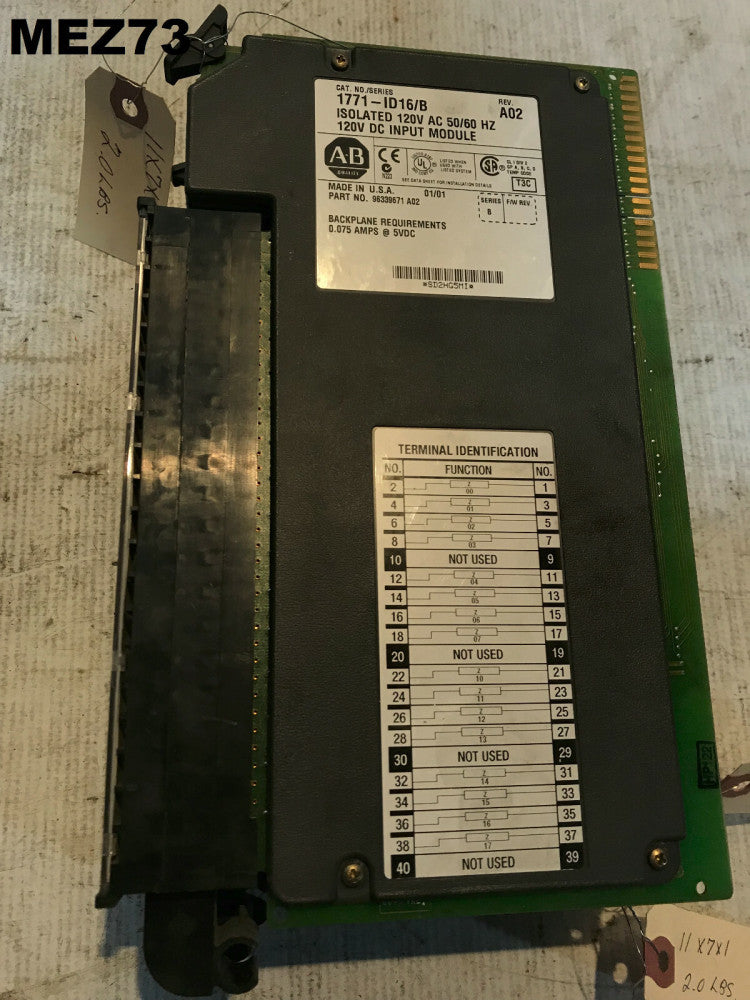 Allen-Bradley 1771-ID16/B REV A02 120V Isolated 120V DC Input Module