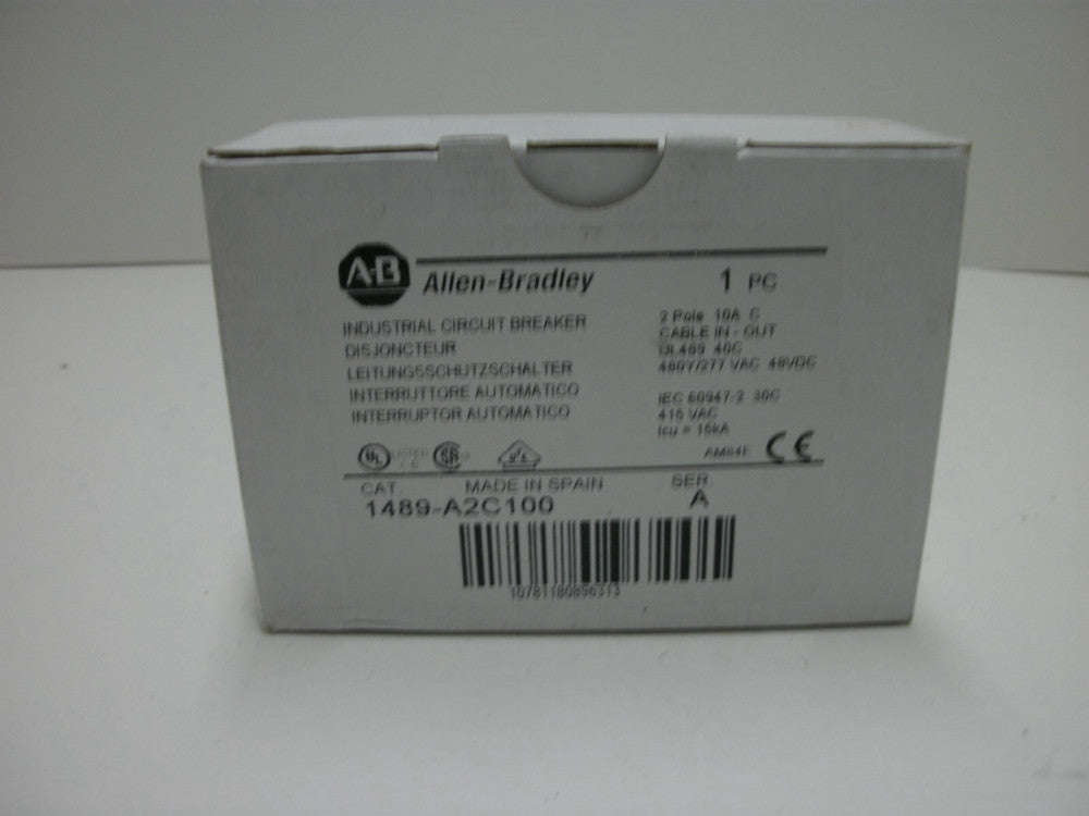 ALLEN BRADLEY 1489-A2C100 INDUSTRIAL CIRCUIT BREAKER 2 POLE 10 AMP NEW IN BOX