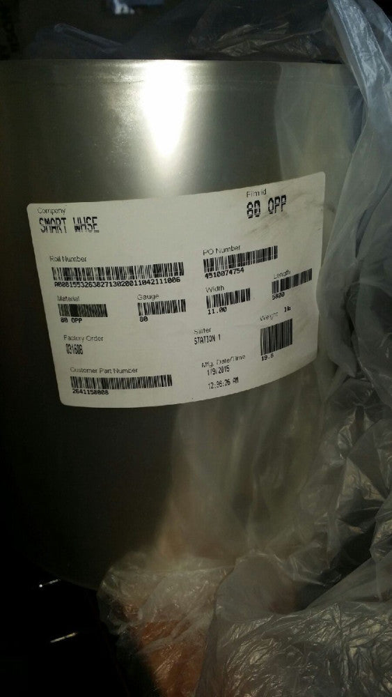 Polypropylene (PP) FILM 80 OPP 11" X 5800'  overwrap and horizontal packaging