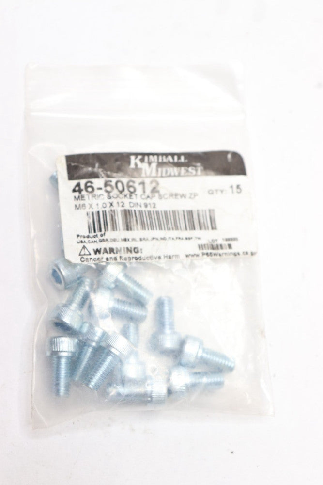 (15-Pk) Kimball Midwest Metric Socket Head Cap Screw Zinc Plated M6 x 1.0 x 12