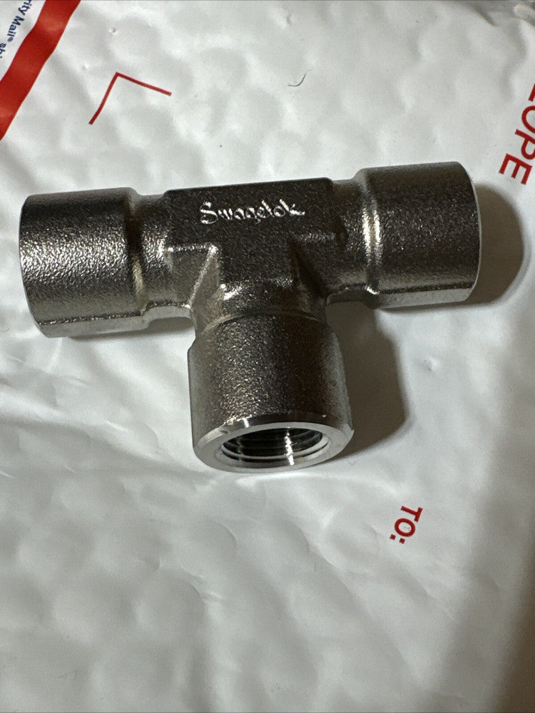 1- Swagelok Stainless Steel Pipe Tee Fitting, 3/8" Female NPT,   SS-6-T
