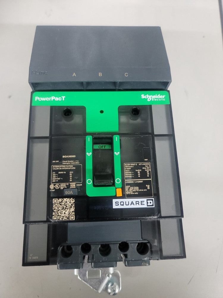 NEW TAKE OUT SQUARE D POWERPACT 60 AMP I-LINE  240/480/600 VAC 3 POLE BGA36060