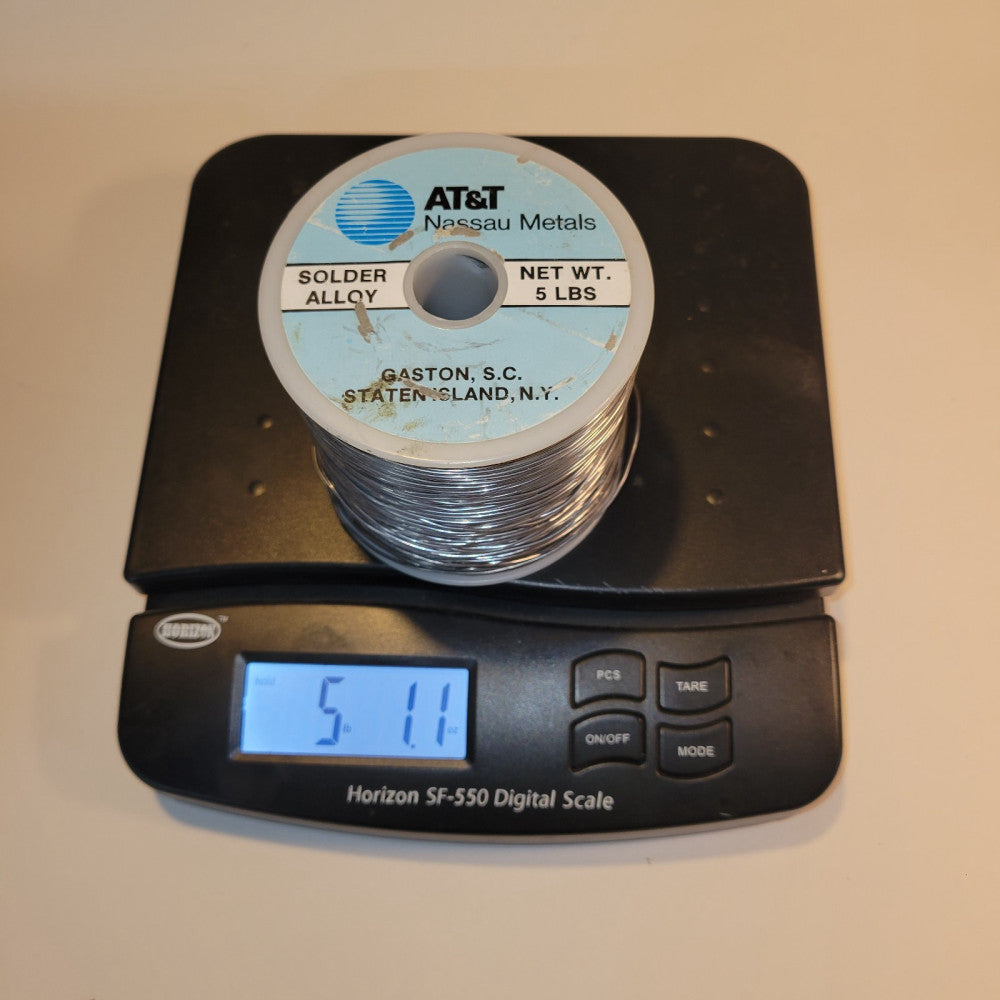 NOS AT&T NASSAU METALS 60/40 Rosin Core Solder - .040 1-3% R566 **5.1 Lb. Roll**