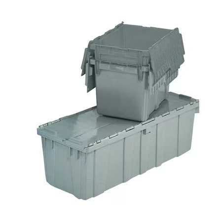 Orbis Fp03 Gray Tote Attached Lid Container, 2.24 Gal, Gray, Plastic