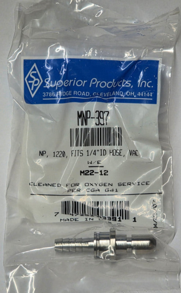 Superior Prod MNP-397, DISS-1220-A Nipple for Suction/Vacuum LOT OF 5 WE-M22-12