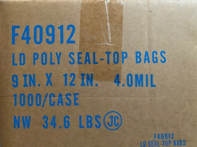 Elkay PLastics Zip Closure Bag 9 X 12 In Polyethylene Clear Case of 1000, F40912