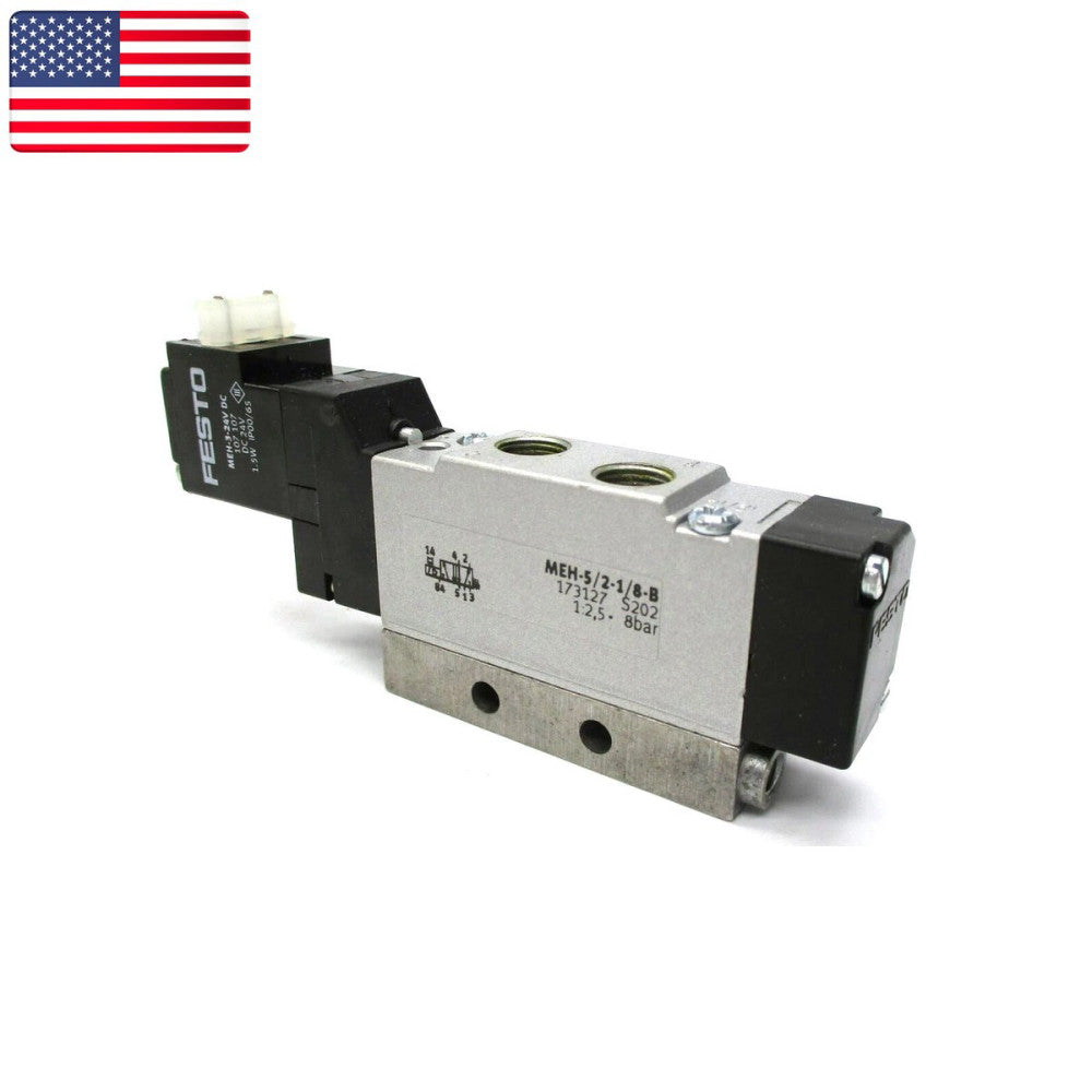 One Brand New FESTO MEH-5/2-1/8-B 173127 Solenoid Valve - US Stock