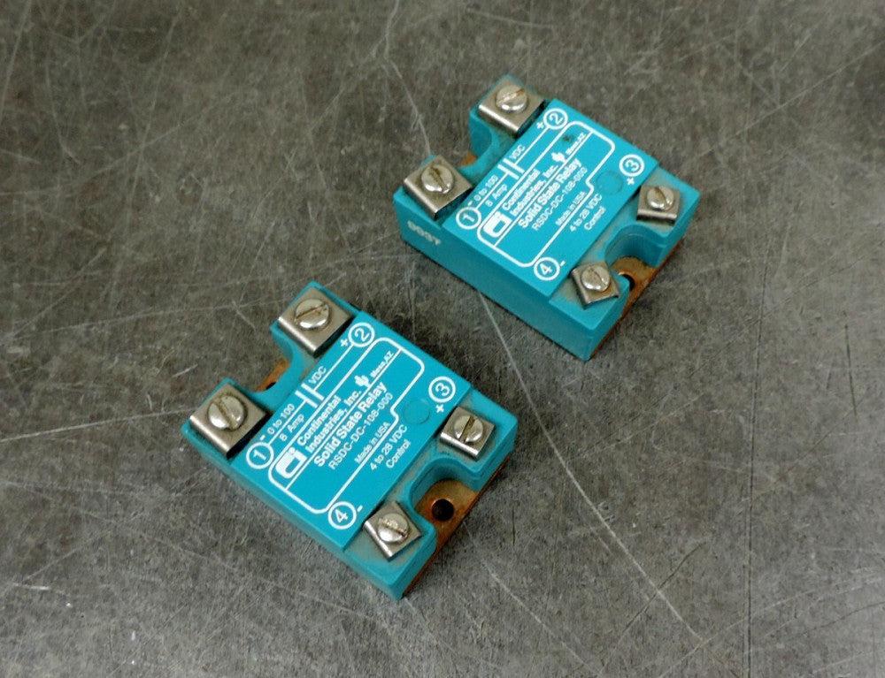Continental RSDC-DC-108-000 Solid State Relay 0 to 100 VDC 8 Amp Lot of Two (2)
