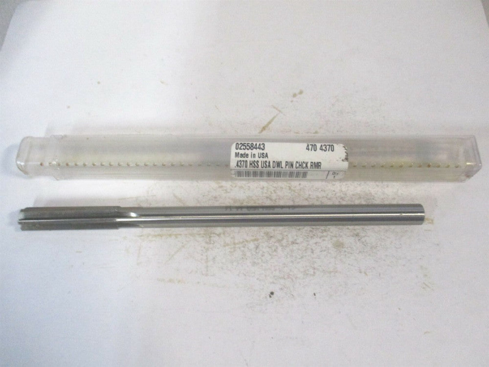 (470-0.4370) 0.437" x 1-3/4" x 7" 6-Flute Straight HSS Dowel Pin Chucking Reamer