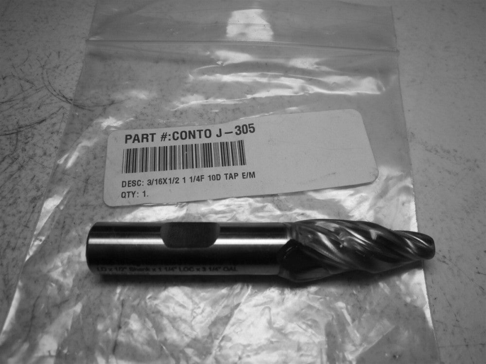 Conical Cutting Tools (J-305) 3/16 x 1/2 x 1-1/4 x 3-1/4 HSS Tapered End Mill