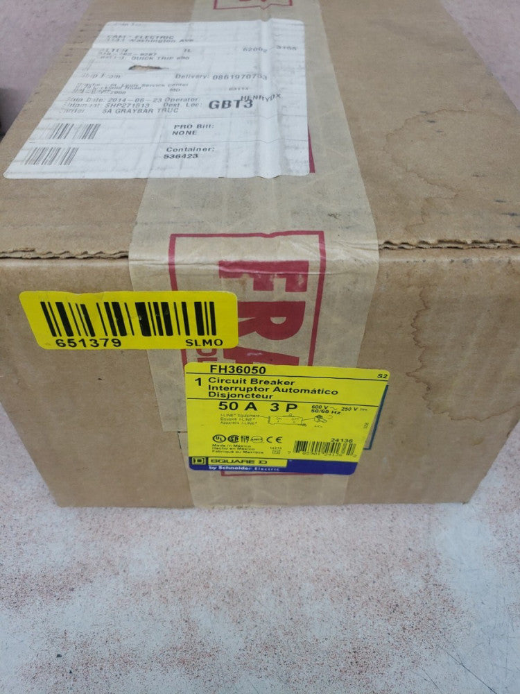 NEW SQUARE D FH36050 3 POLE 50AMP 600V CIRCUIT BREAKER 