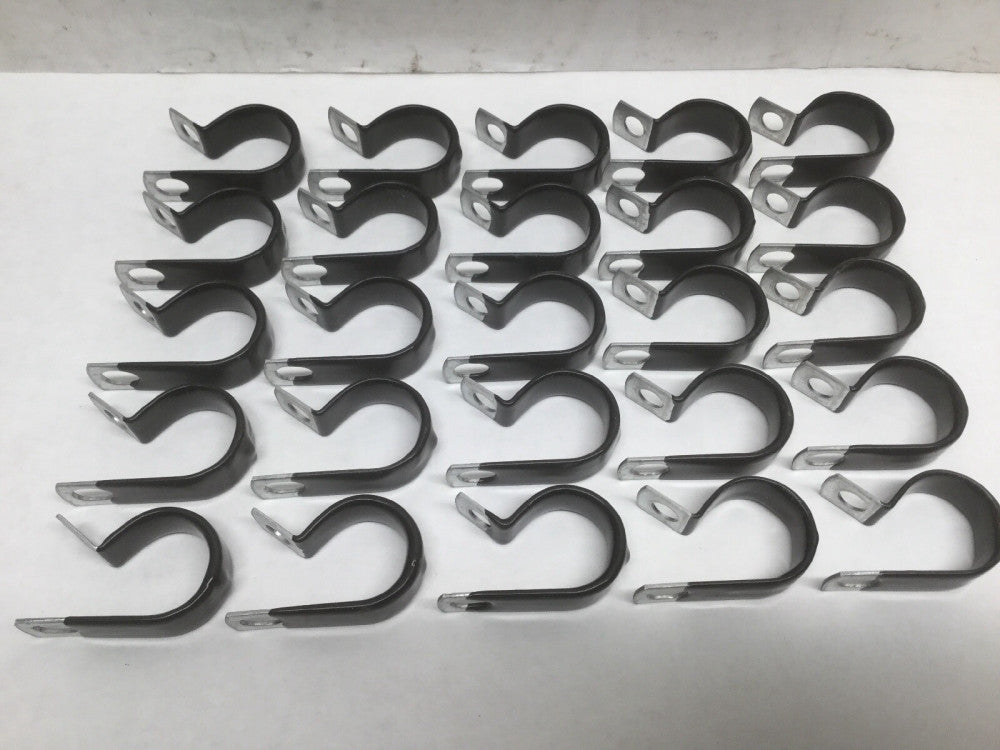 Cambridge 3/4” Cable Clamps Steel Alloy W/ Black Vinyl Cushion 1/2” W (25 Pack)