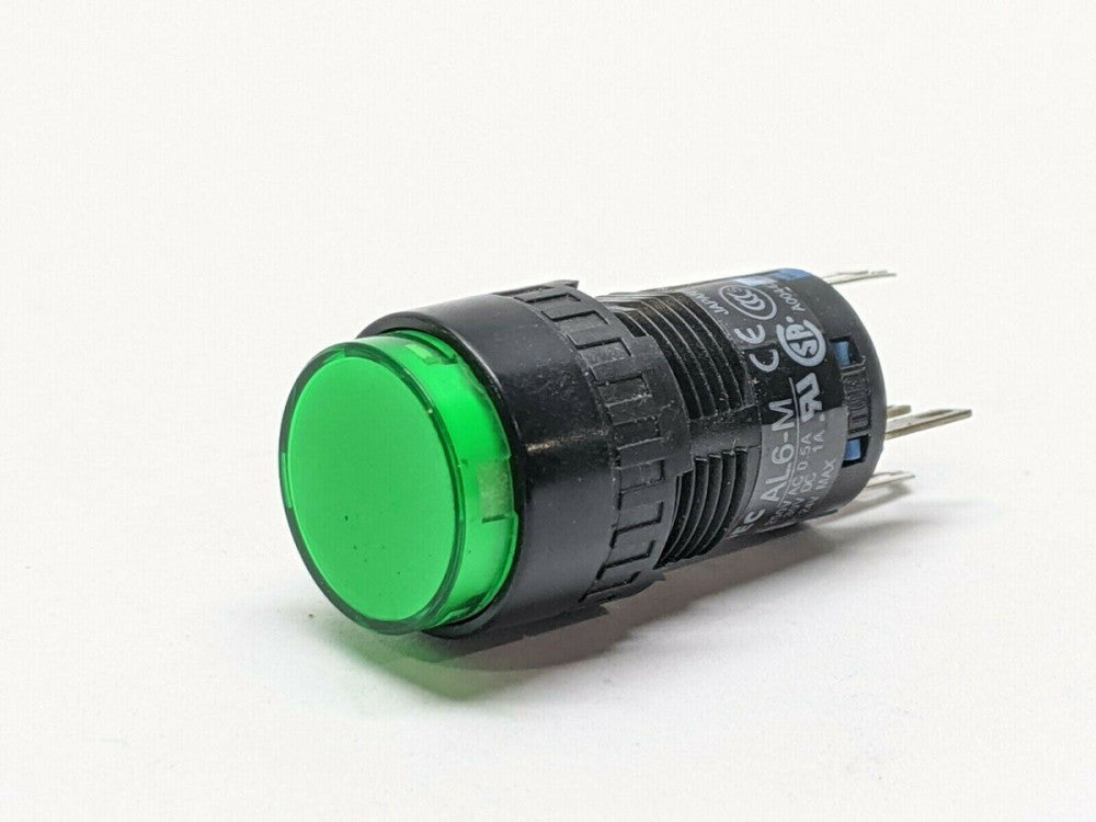 IDEC AL6M-M14-G Green LED Illuminated Panel Mount Push Button AL6-M 24VDC 16MM