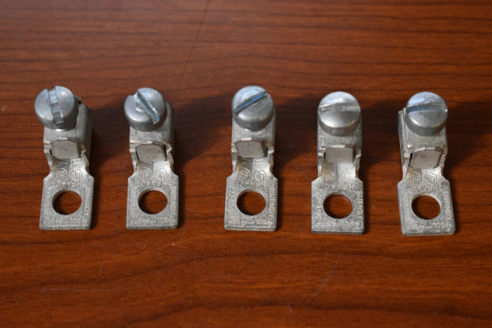 [Lot of 5] Burndy KPA40 Terminal Lug Connector 4 (SOL) - 4 (STR)