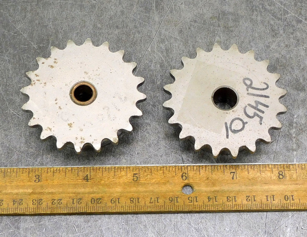Martin 35B20 Roller Chain Sprocket #35 20 Teeth 1/2" & 3/8" Bore Lot of Two (2)