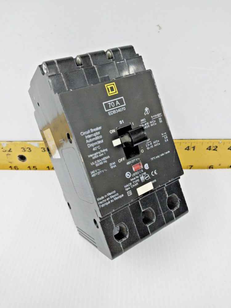 Square D 70 Amp Bolt-On Circuit Breaker 240 / 480Y/277 VAC 3 Pole  EDB34070