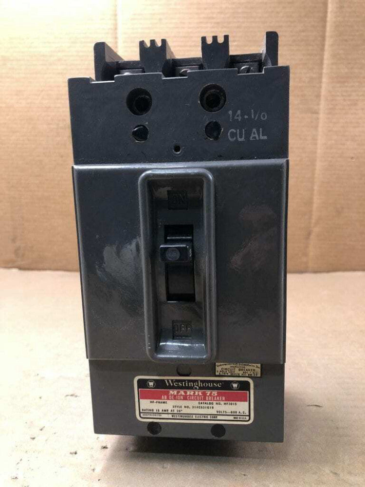 Westinghouse MARK 75 HF4015 15A 3 Pole High Frame Circuit Breaker 600VAC
