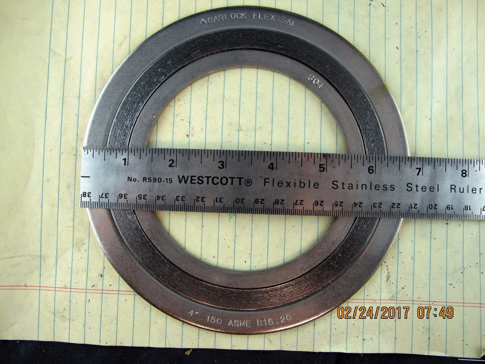 (4) Garlock Flexseal 4" ASME B16.20 Spiral Wound Gasket 150# For B16.5 Flange 