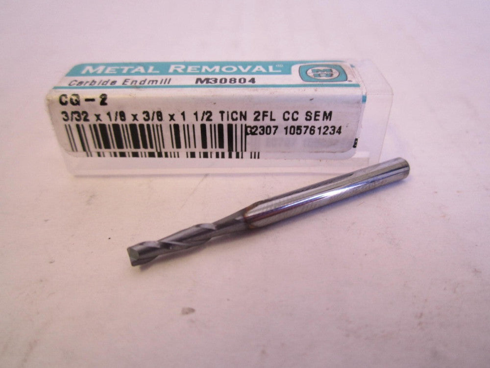 Metal Removal 3/32 x 1/8 x 1-1/2" Square Carbide TiCN 2-Flute Endmill M30804 