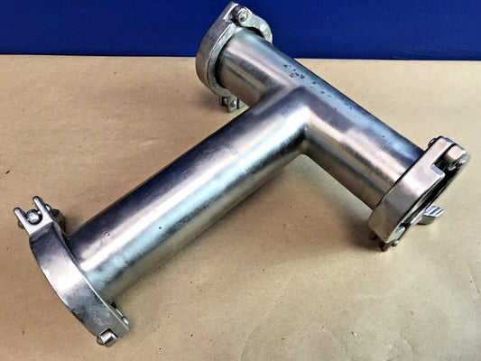 2" SANITARY STAINLESS Steel TEE FITTING WITH (3) TRI-CLAMPS