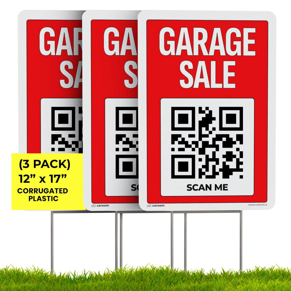 12" x 17" Garage Sale Sign With Stakes (Plastic, 3-Pack) – Direct Buyers Easi...