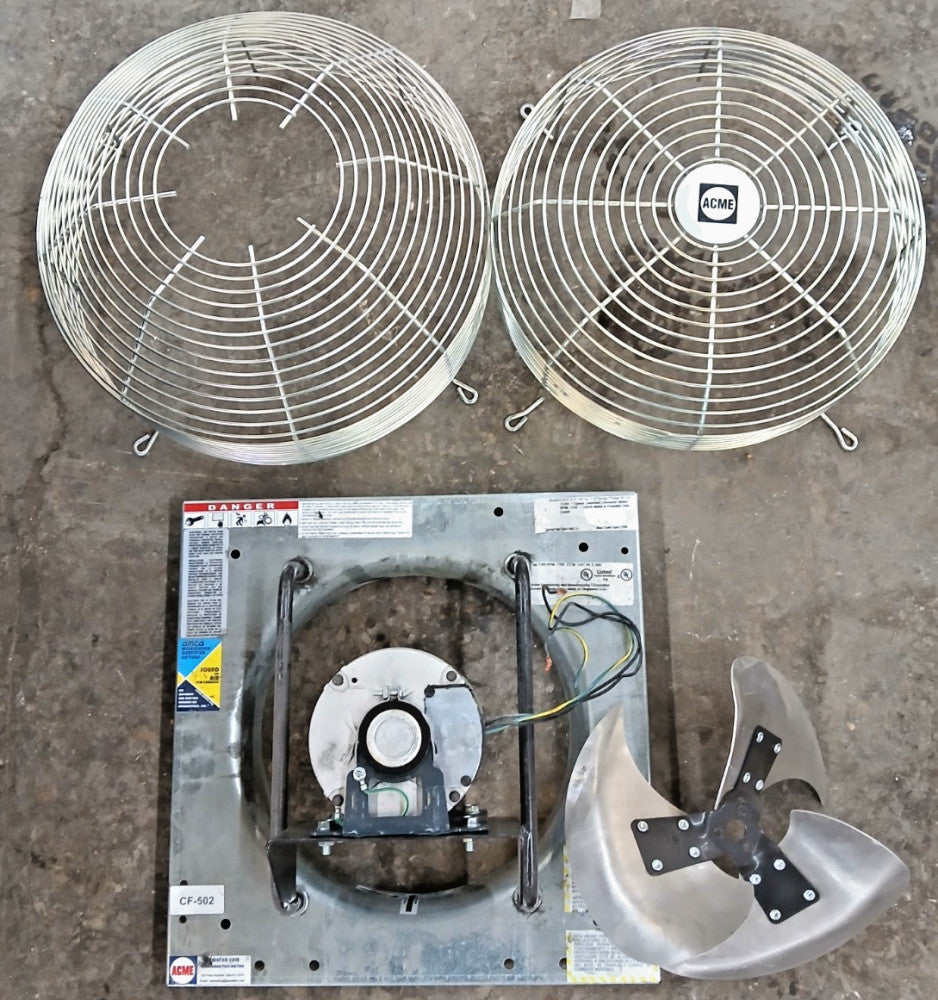 DIRECT DRIVE PANEL ACME FAN MODEL FQ12 D4 1/6 HP MAX RPM 1760 PARTS ONLY