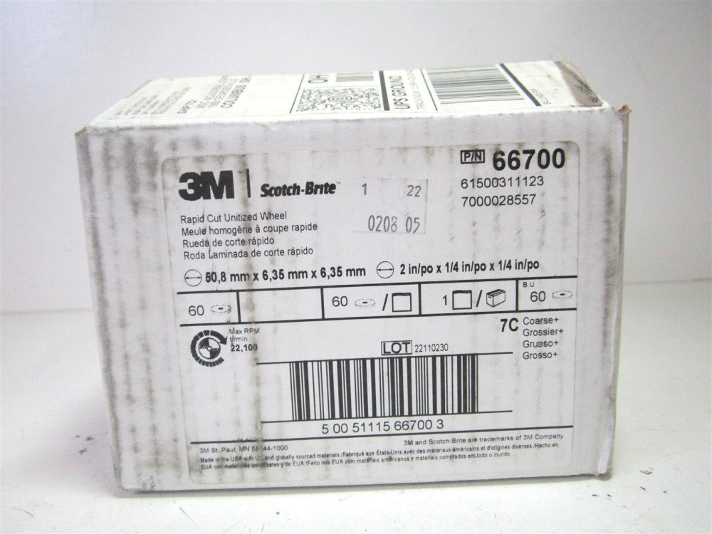 3M (7000028557) 1/4" x 1/4" x 2" OAL Density 7 Ceramic Deburring Wheel - Qty 60