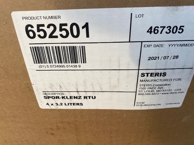 (Case of 4) Steris 6525-01 Spor-Klenz Ready-to-Use Cold Sterilant Exp 07/28/2021