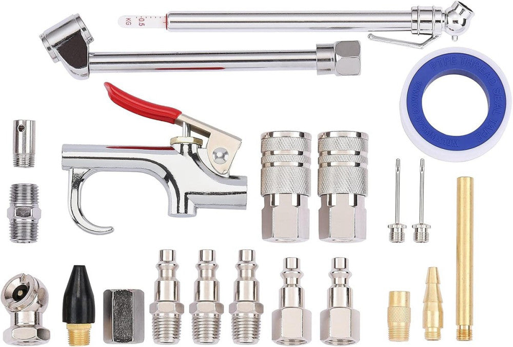 AIRTOON 21 Pieces Air Compressor Accessories 1/4 Inch NPT, 21 Pieces, Silver 