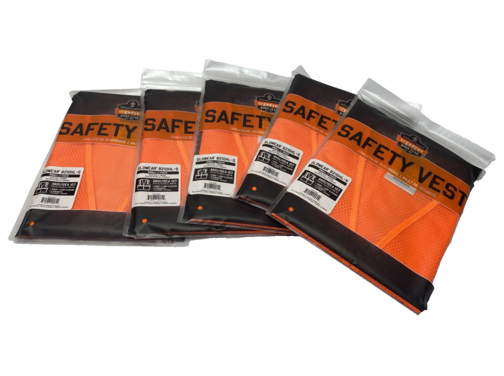 Ergodyne 8210HL-S Glowear Orange Mesh Vest, Class 2 Type R, Small 24532 LOT OF 5