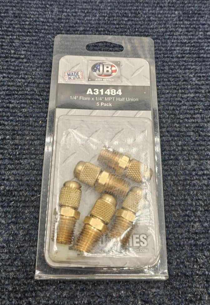 (5 PIECES) JB Industries A31484 1/4" Flare x 1/4" MPT Half Union
