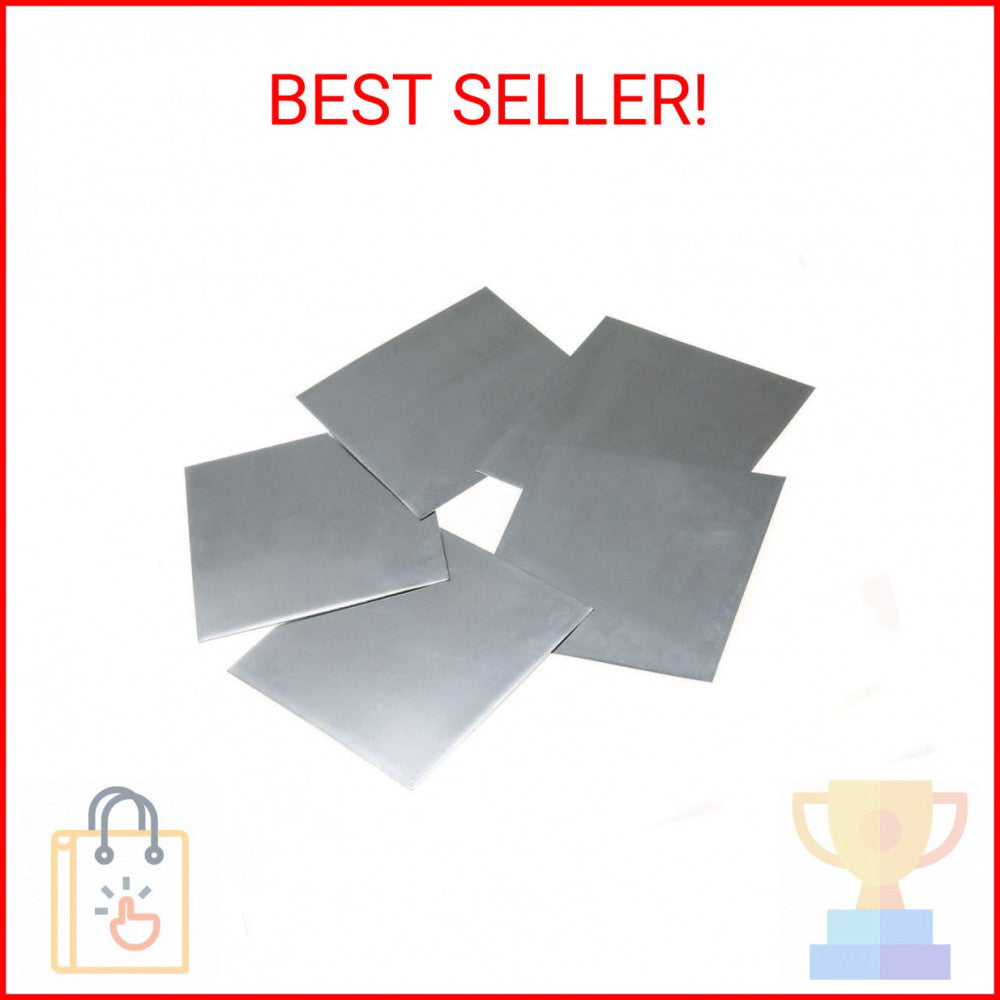 LTKJ 5Pcs High Purity 99.9% Pure Zinc Zn Sheet Plate Metal Foil 100mm x 100mm x 
