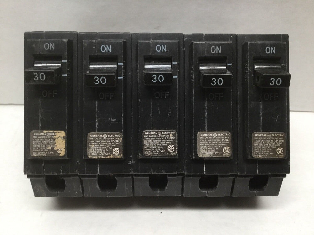 GE LP-3891 30 AMP Single Pole Circuit Breaker NP1578013-P104 (Lot of 5)