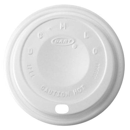 Dart 12El Lid For 10 To 14 Oz. Hot Cup, Dome, Sip Through, White, Pk1000