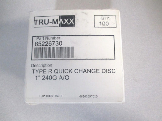 (69957323694) 1″ 240 Grit Coated Aluminum Oxide Quick Change Disc - Pack of 100 
